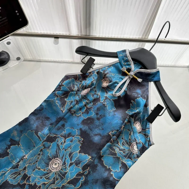 Jacquard Satin Cheongsam Schlitz Kleid Neue Chinesische Stil Retro Elegante Kleid frauen Qipao Kleid Weibliche