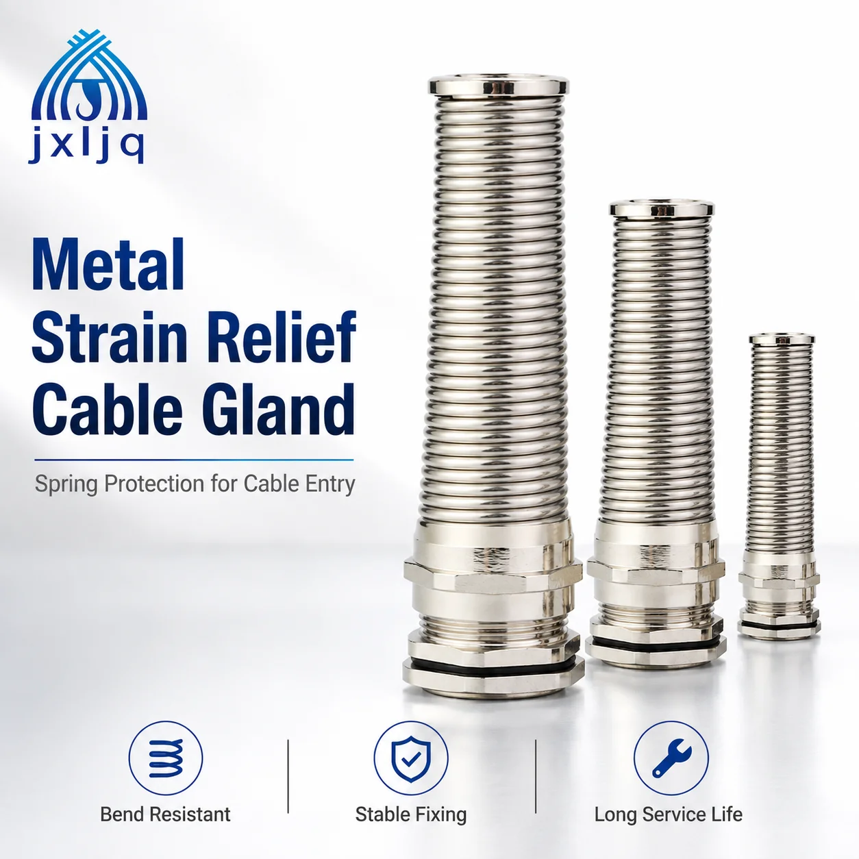 M20 Cable Gland Strain Relief Waterproof Brass Metal Spiral PG9 Small Metric Thread Cord Grips Connector Anti Bending Protector