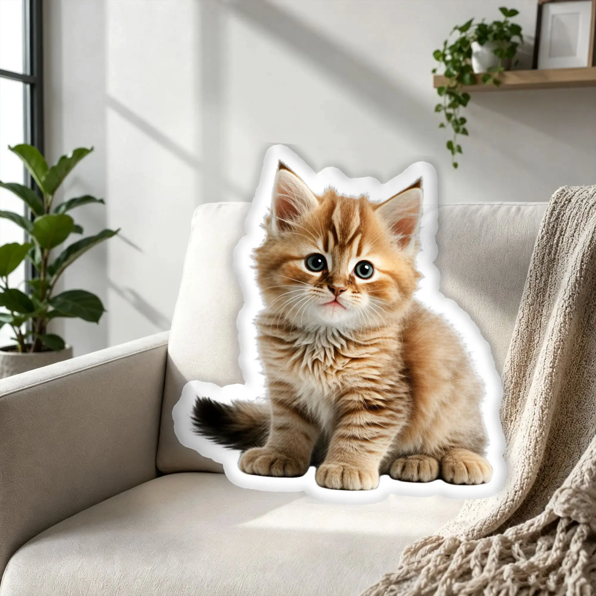 Custom Soft Cartoon Cat Pet Pillow Cushion Double Sided Sweet Furry Stuffed Home Decoration Salon Personalized Plush Pillows
