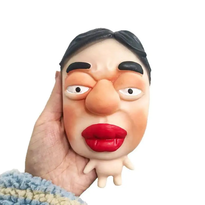 ของเล่นบีบลดความเครียด รูปคนสวมหน้ากาก ปากใหญ่ หัวโต ทำจาก TPR บีบได้ ลดความเครียด สำหรับเด็กและผู้ใหญ่ ของเล่นสัมผัสช่วยผ่อนคลาย บีบแล้วคืนรูปช้า