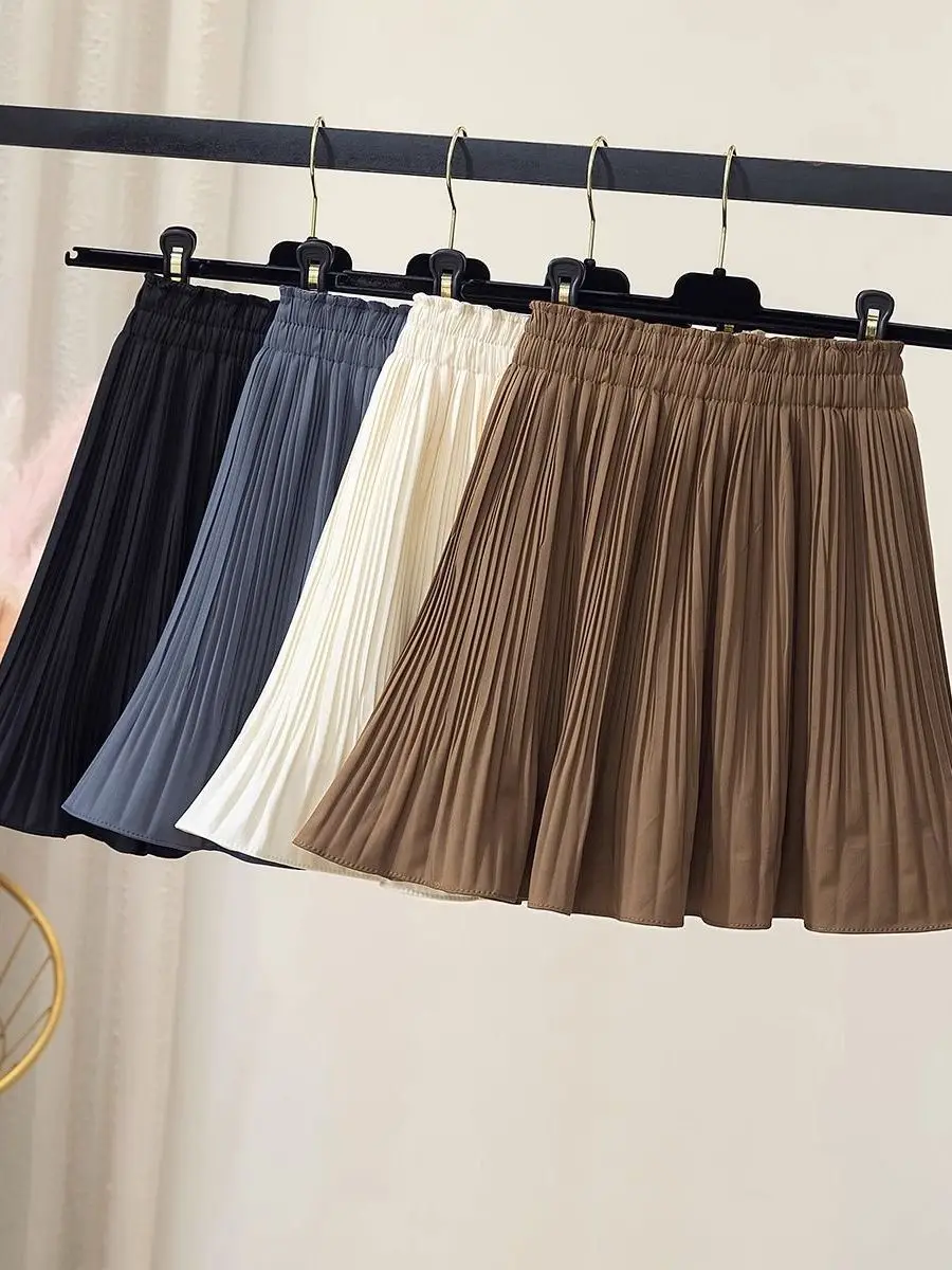 

Плиссированная юбка размера плюс 300, женская летняя тонкая свободная повседневная юбка трапециевидной формы с высокой талией из полиэфирного волокна
