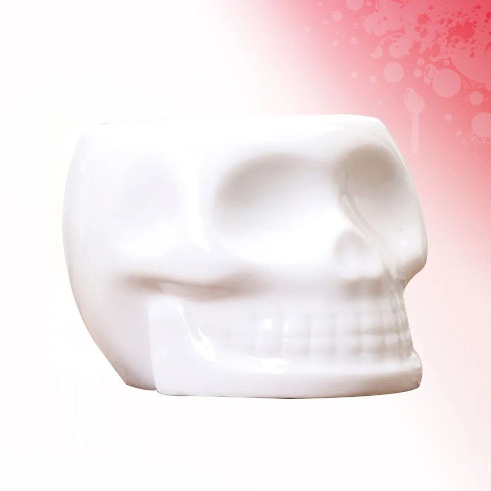 1Pcs Premium Ceramic Skull Planter for Succulents Cacti Small Flowers Minimalist Halloween Decor Home Office Desk Table Shelf