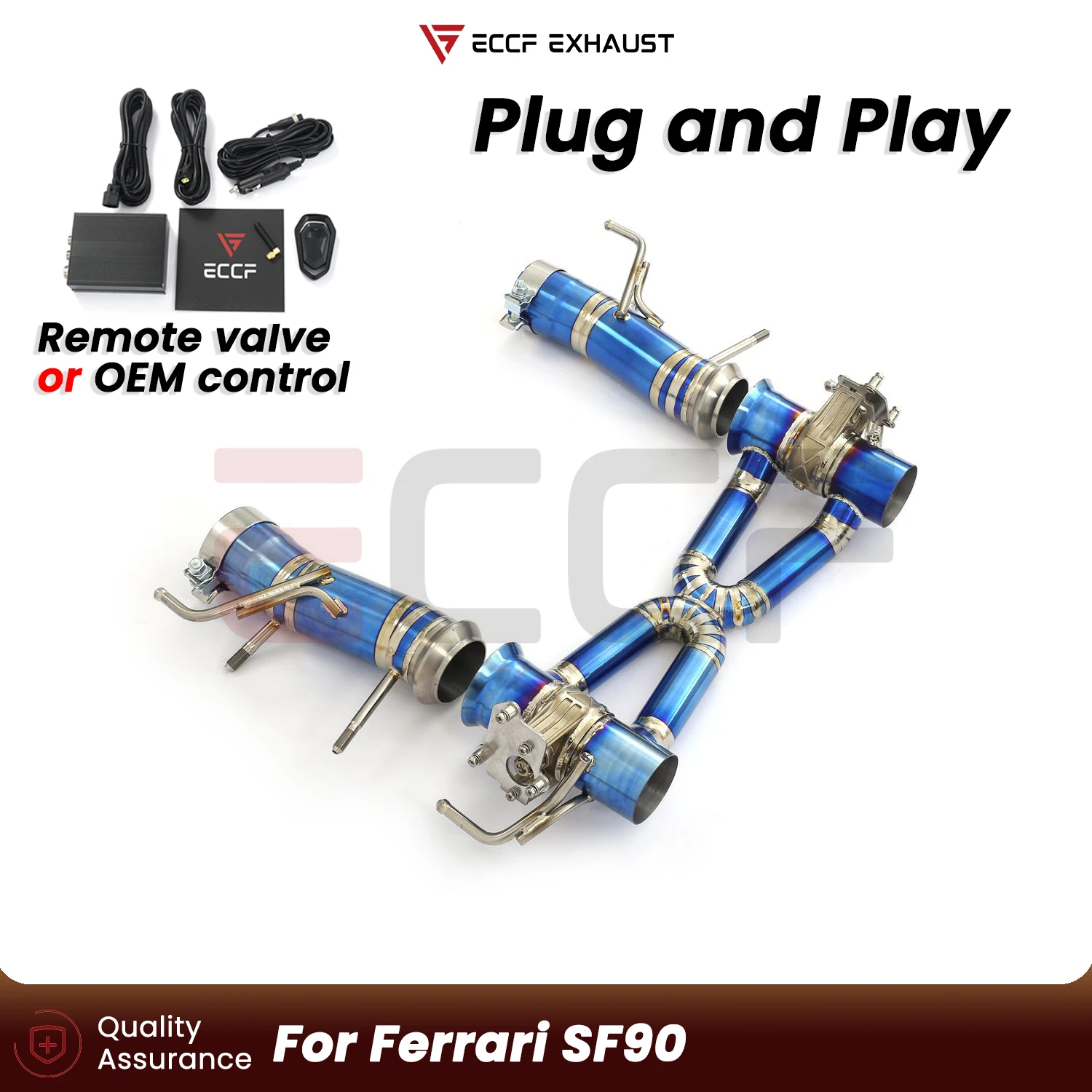 

Sporty Titanium Exhaust System OEM Valve For Ferrari SF90 Plug and Play Performance Upgrade Aggressive Exhaust Sound