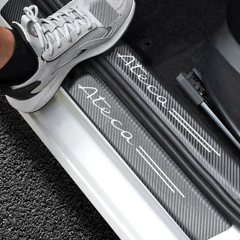 Carbon Fiber Car Door Sill Protector For seat Ateca Born Formentor Toledo R leon ibiza Exeo Altea Arona Mii IBL Car Accessories view 2