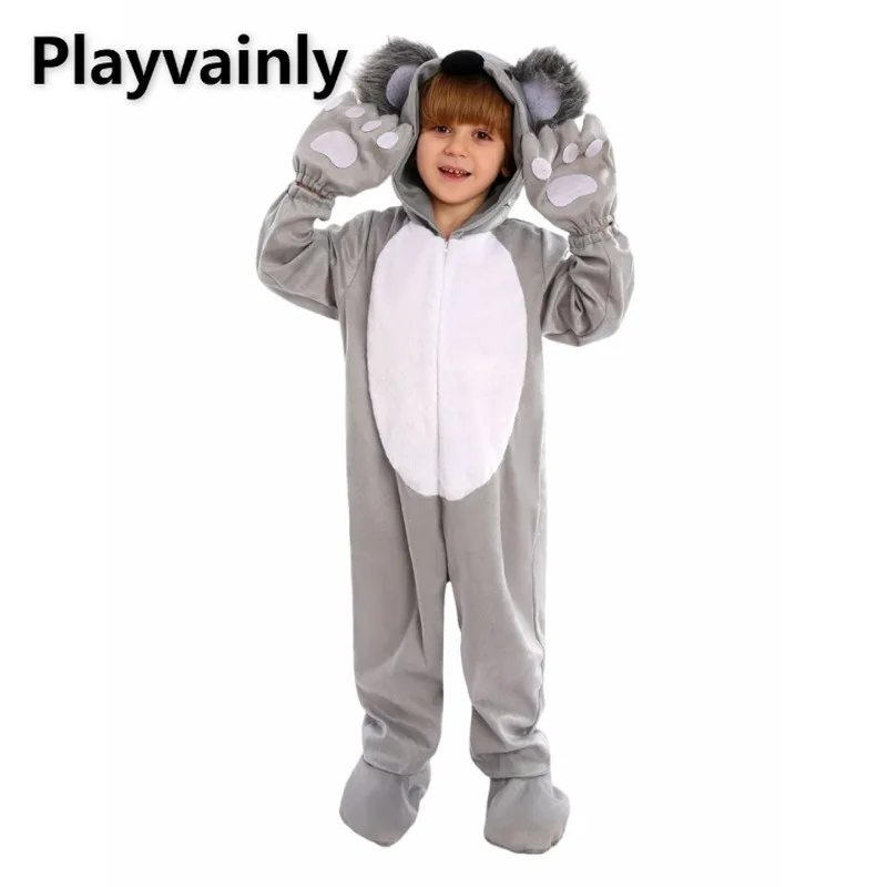 

Child Halloween Animal Pajama Party Costumes Kid Cute Koala Long Sleeve Jumpsuit+Headgear+Gloves School Stage Performance A34784