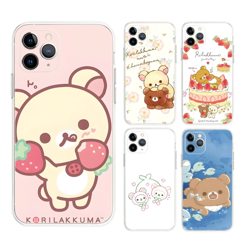 Rilakkuma Cute Bear  Phone Case For iPhone Apple 15,14,13,12,Mini,11,Pro,Max,Plus,X,XR,XS,8,SE,2020,Plus Transparent Cover