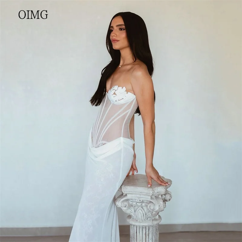 

OIMG Sexy Lace Sweetheart Neck Mermaid Wedding Dress Backless Bride Dresses Modern Floor Length Wedding Gowns Customized