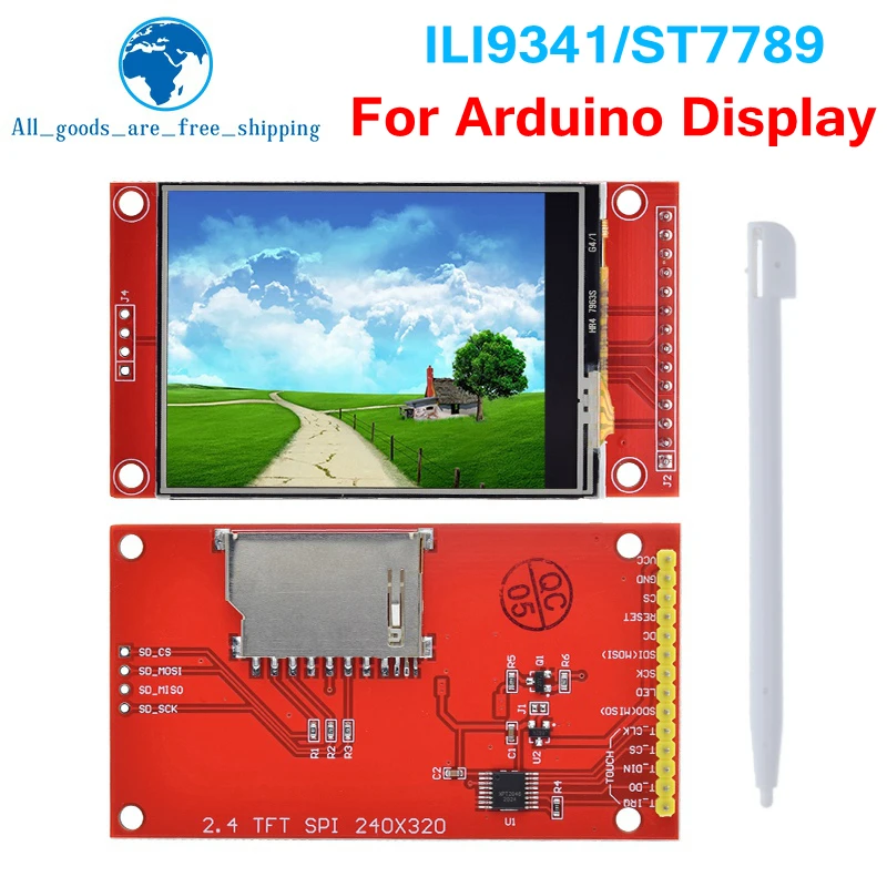 

TZT 2.4" 240x320 SPI TFT LCD Serial Port Module+5V/3.3V PBC Adapter Micro SD ILI9341 / ST7789 White LED (With Touch) For Arduino