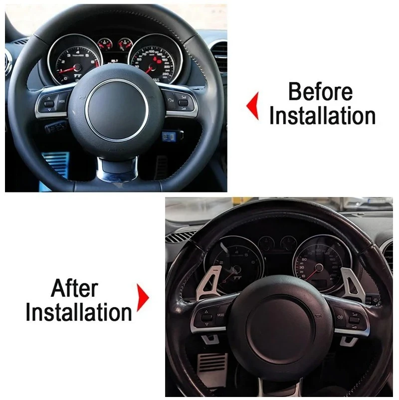 2x Aluminum Steering Wheel Shift Paddle Shifter Extension For Audi A3 A4 A5 A6 A7 A8 Q5 Q7 TT S3 S4 S5 R8 2006-2009 2010 2011