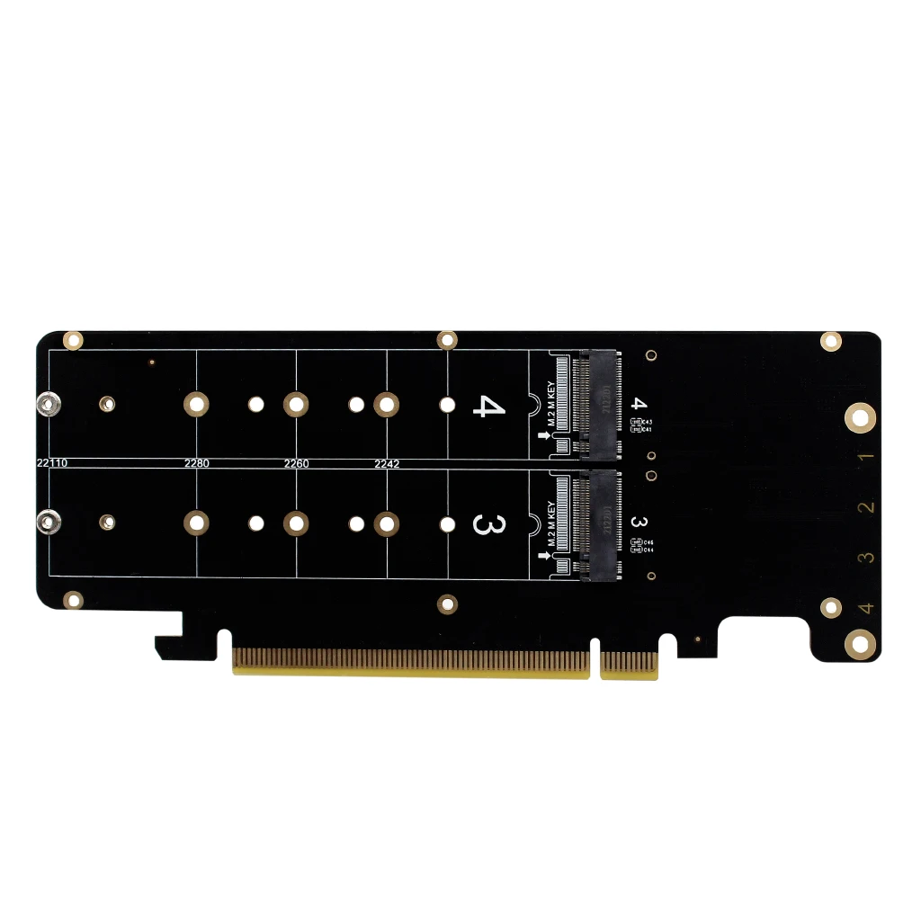 بطاقة PCIe إلى M2 Riser لـ NVME M.2 M-Key 2240 2260 2280 22110 SSD 2U PCI-E بطاقة توسيع 4-Bay RAID PCI Express محول