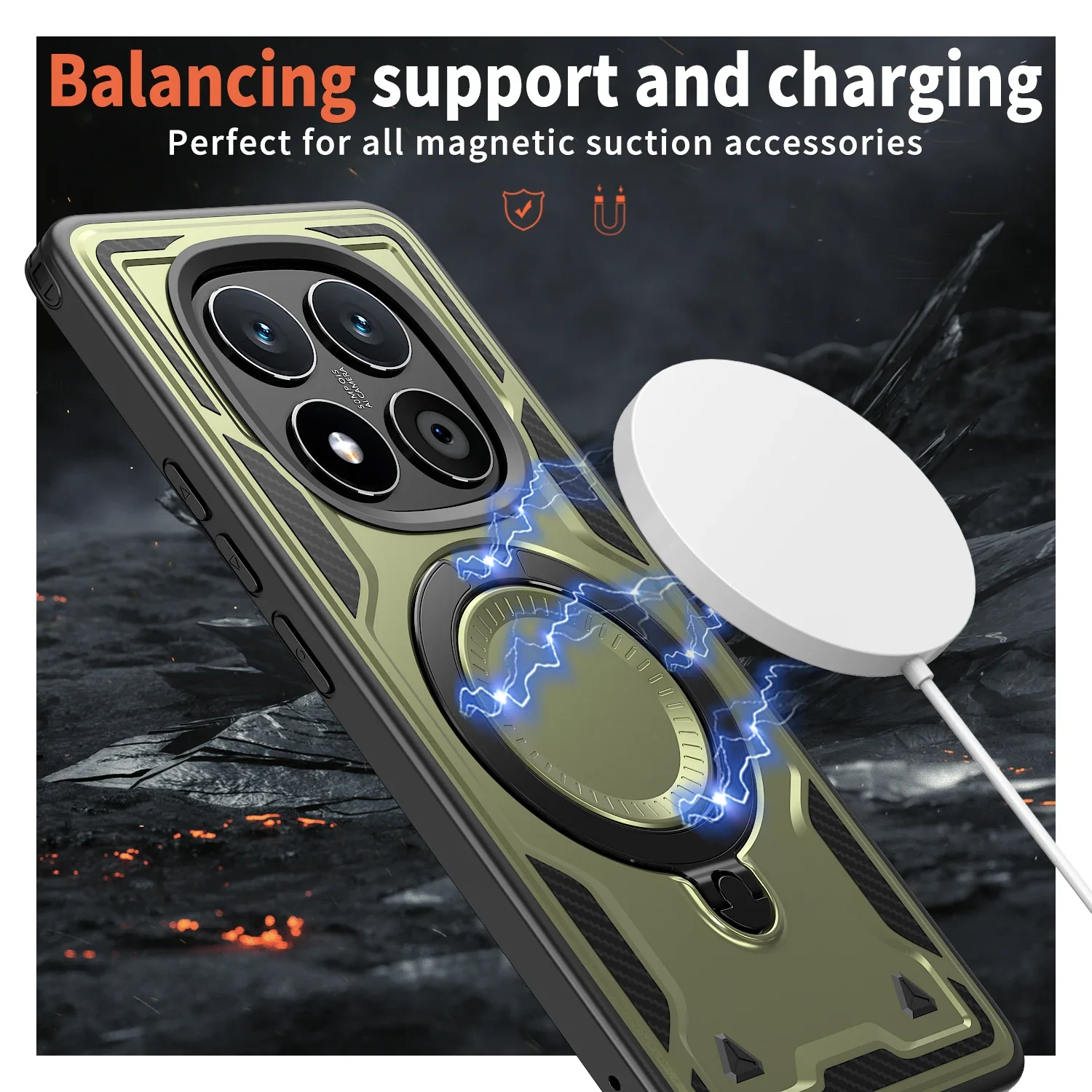 Para Xiaomi Redmi Note 14 Pro Plus Funda Armadura Militar A Prueba de Golpes 360 °   Soporte de anillo giratorio Marco de TPU Cubierta de teléfono de plástico Fundas