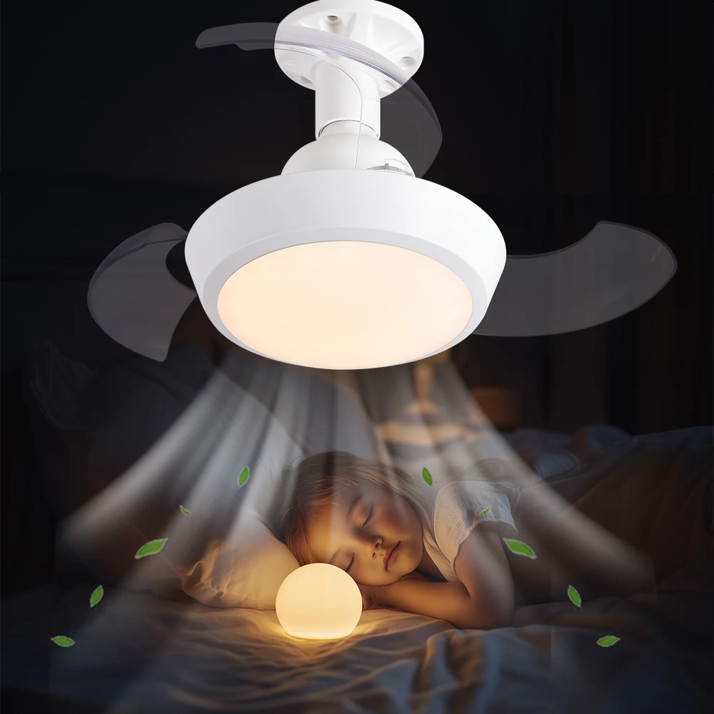 

Светодиодный потолочный вентилятор с подсветкой, бесшумный электрический вентилятор, выдвижные лопасти, пульт дистанционного управления с затемнением, освещение спальни и гостиной