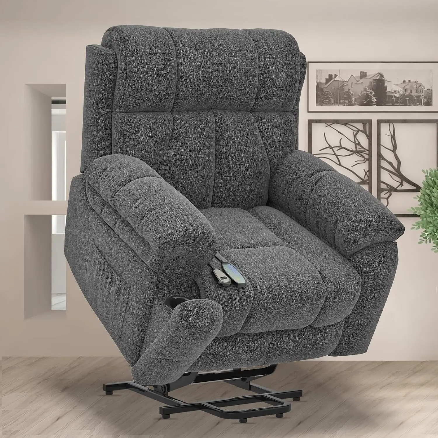 Oversized Lift Chairs Recliner for Elderly with Massage & Heat, Overstuffed Wide Recliners, Recliner Chairs for Adults,USB Ports