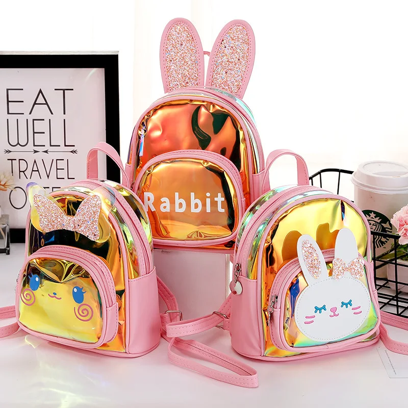 New Children's Backpack Leisure Tourism Colorful Cute Cartoon Dance Bag Girls' Rabbit Ear Kindergarten Book Bag