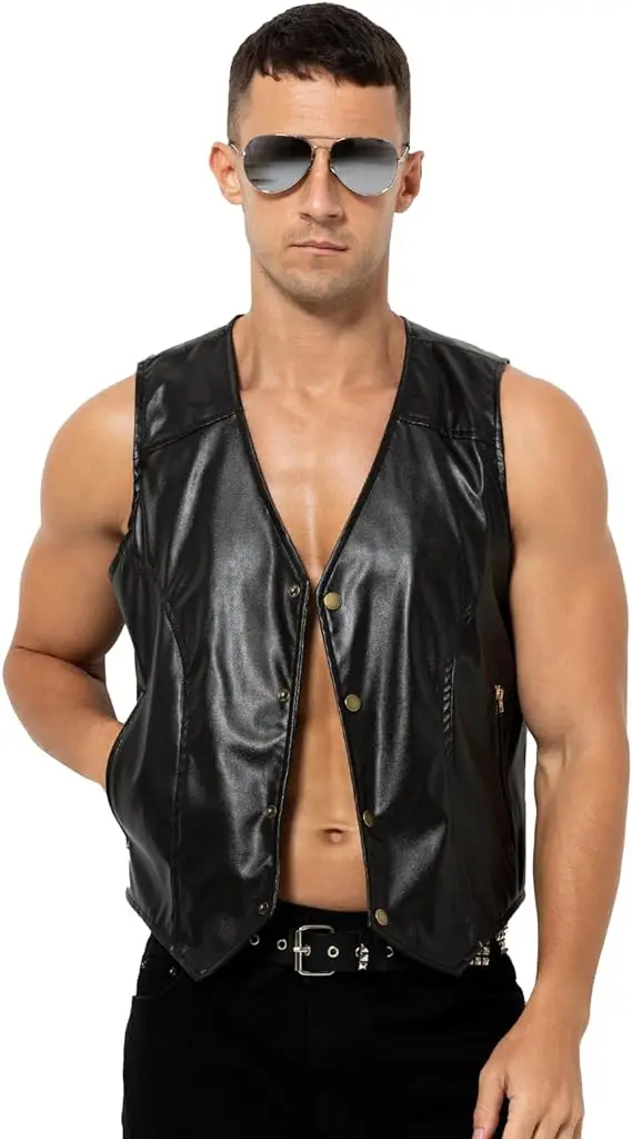 Arjen Kroos men's PU leather motorcycle vest Vintage motorcycle riding vest