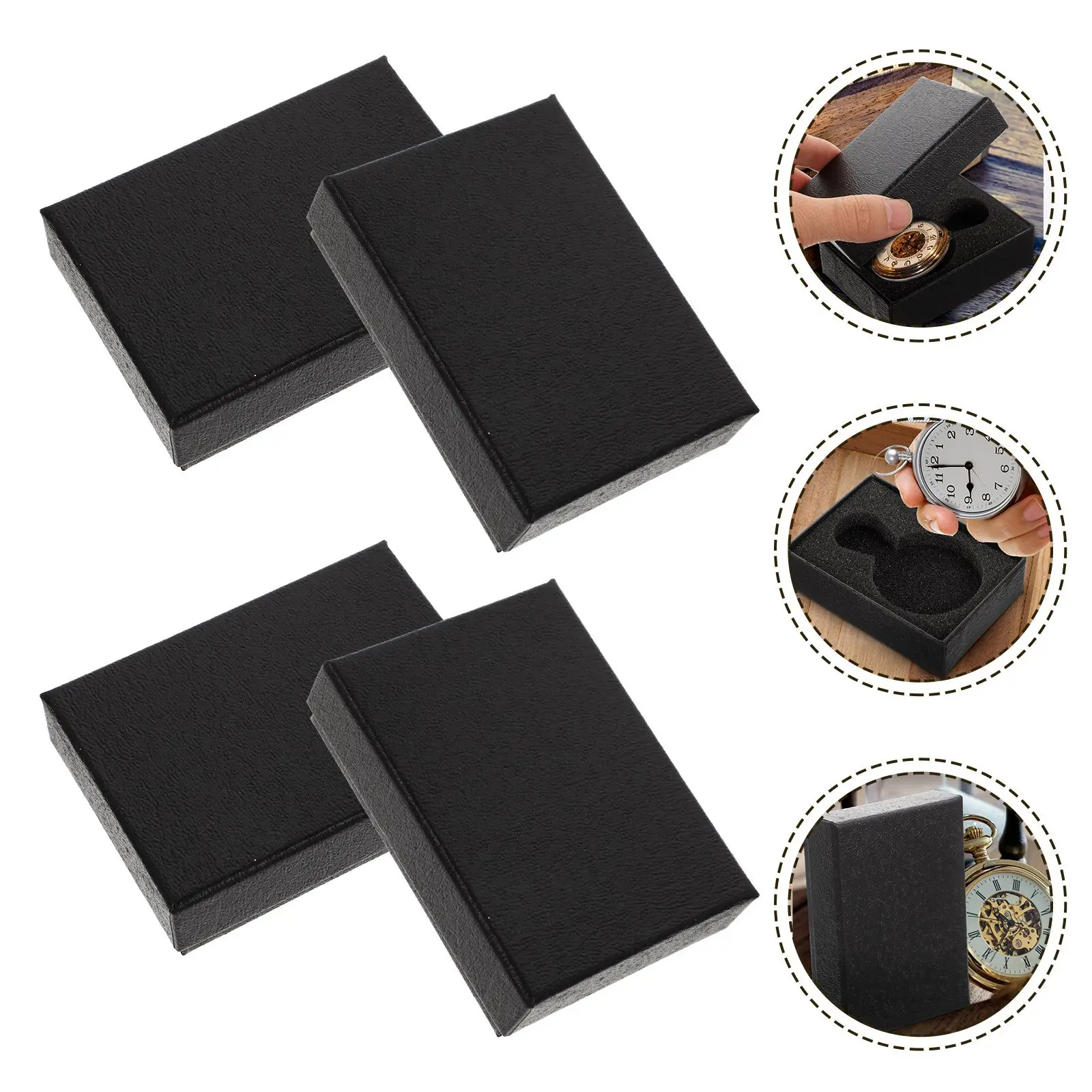 4 Pcs Display Case The Watche Pocket Showcase Storage Bags Black Travel Watches