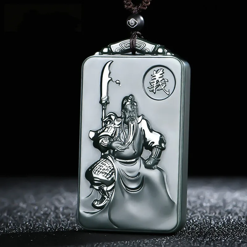 

Fine Jewelry Natural Hetian Nephrite Jade Qingyu Pagoda Green Loyalty and Righteousness Guan Gong Pendant for Men and Women