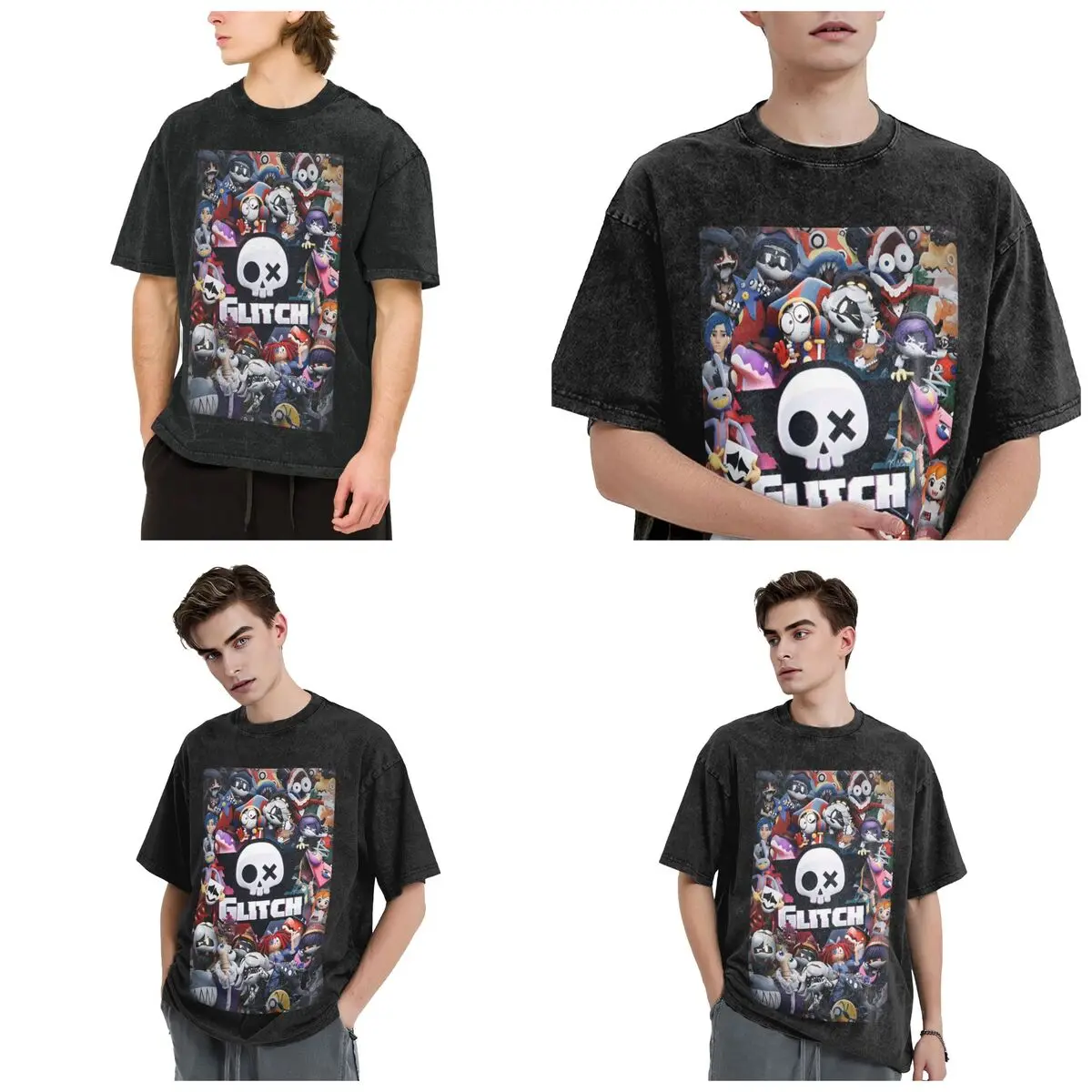 Chibis Murder Drones Uzi Doorman Fuzzy Hip Hop Short Sleeve T-Shirts Washed Tops Tees Streetwear T Shirt Cotton for Men Women