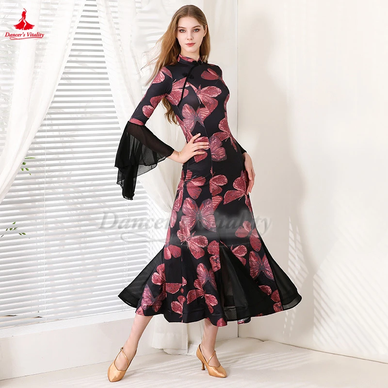 Standaard ballroomdans volwassen cheongsam-stijl jurken wals foxtrot tango uitvoeren en competities professionele oefenkleding