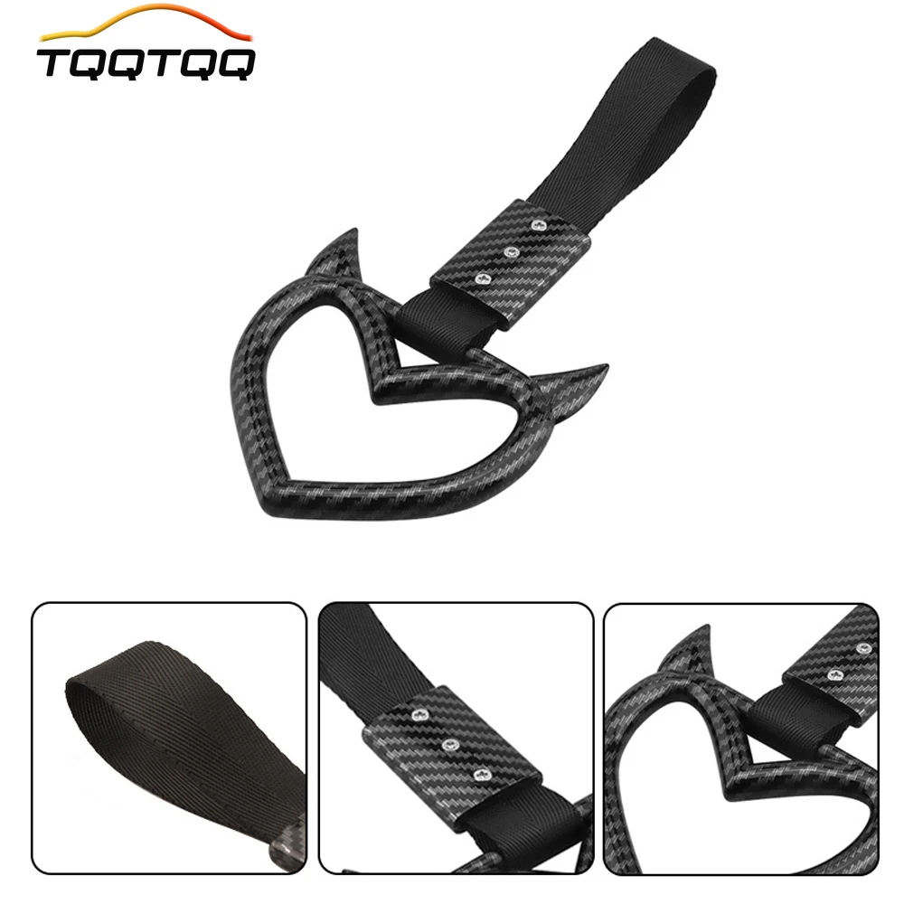 1PCS Car Handle Straps, Auto Grap Handle Warning Pull Ring, Heart Decor for Car, SUV, Subway, Bus