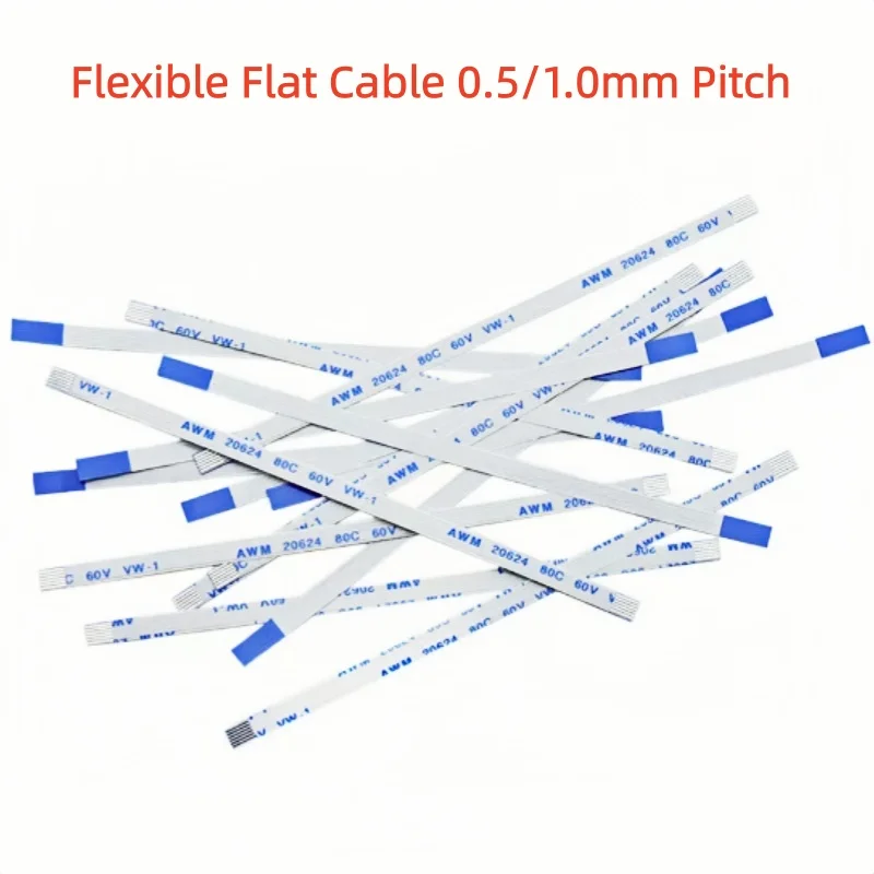 Flexible Flat Cable 0.5/1.0mm Pitch 500mm/50cm FPC FFC AWM 20624 80C 60V VW-1 Ribbon Wire 4-60 Pin for Electronics Market
