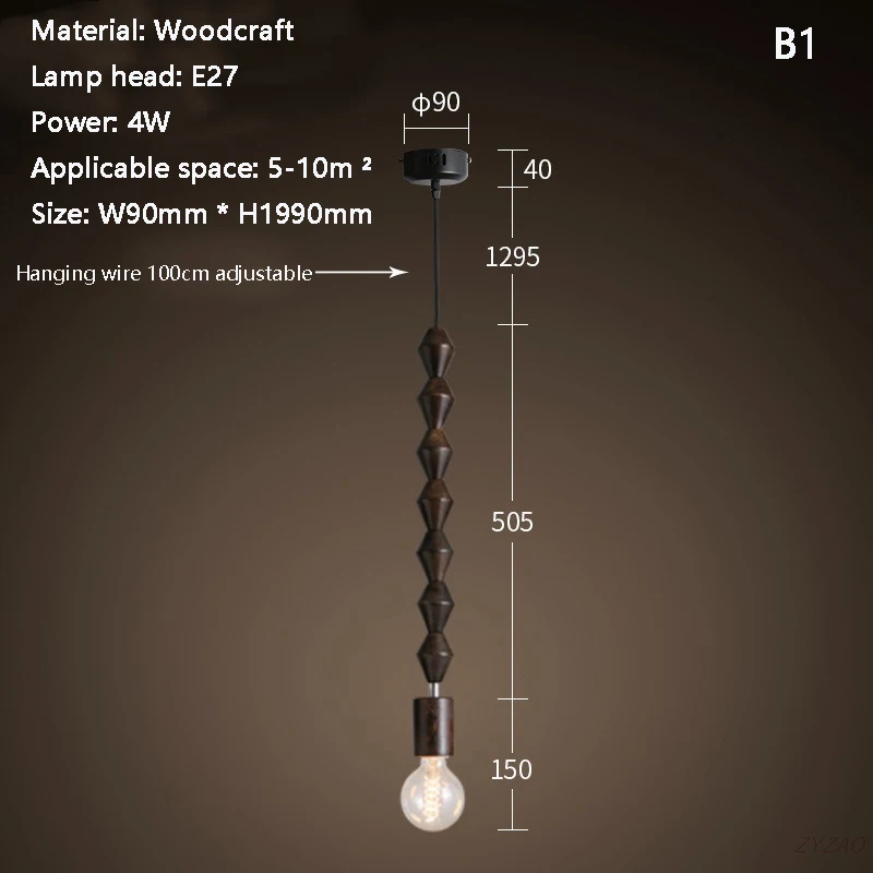 Hanglampen in retrostijl Eiken houten geometrische kralen hanglamp eetkamer woonkamer droplight hangende lichtarmatuur E27