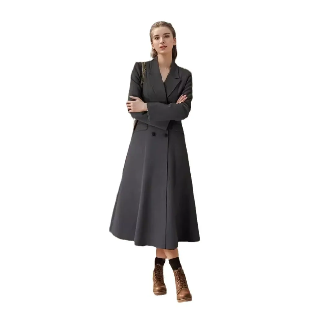 

Women's plus Size Woolen Coat European And American Style Autumn Winter Thickened Over-knee Lapel Super Long Slim-fit