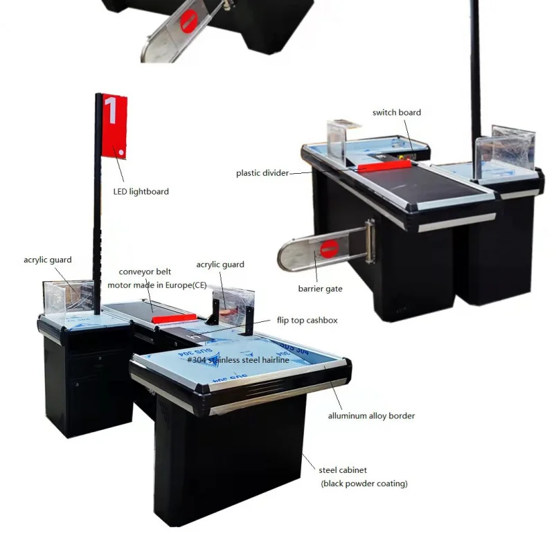 

[Customized]Supermarket Retail Grocery Store Shop Cash Cashier Table Desk Register Automatic Checkout Counter with Conv