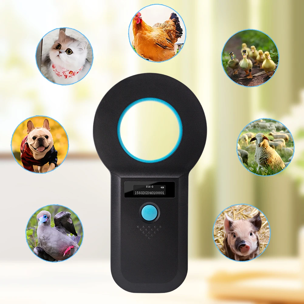 Lettore EMID RFID per animali portatile Display OLED EMID FDX-B(ISO11784/85) Scanner ID chip per animali domestici Scanner per etichette per animali domestici per cani gatti