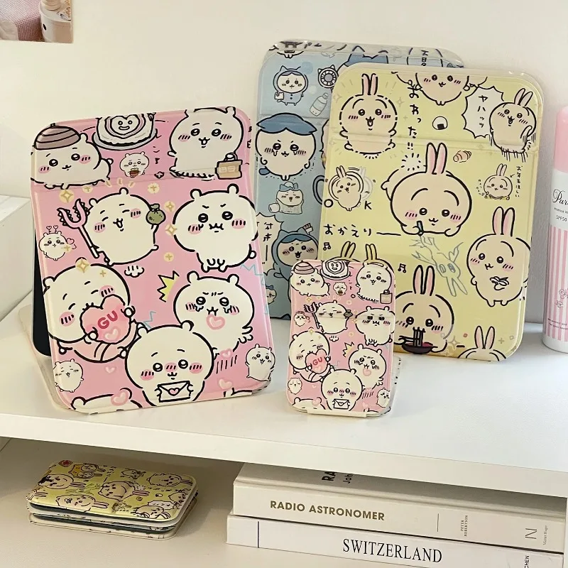 Chikawa Gi Kai Little Eight Desktop Makeup Mirror Folding Portable Cosmetic Desk Organizer Cute Dormitory Makeup Brush Holder
