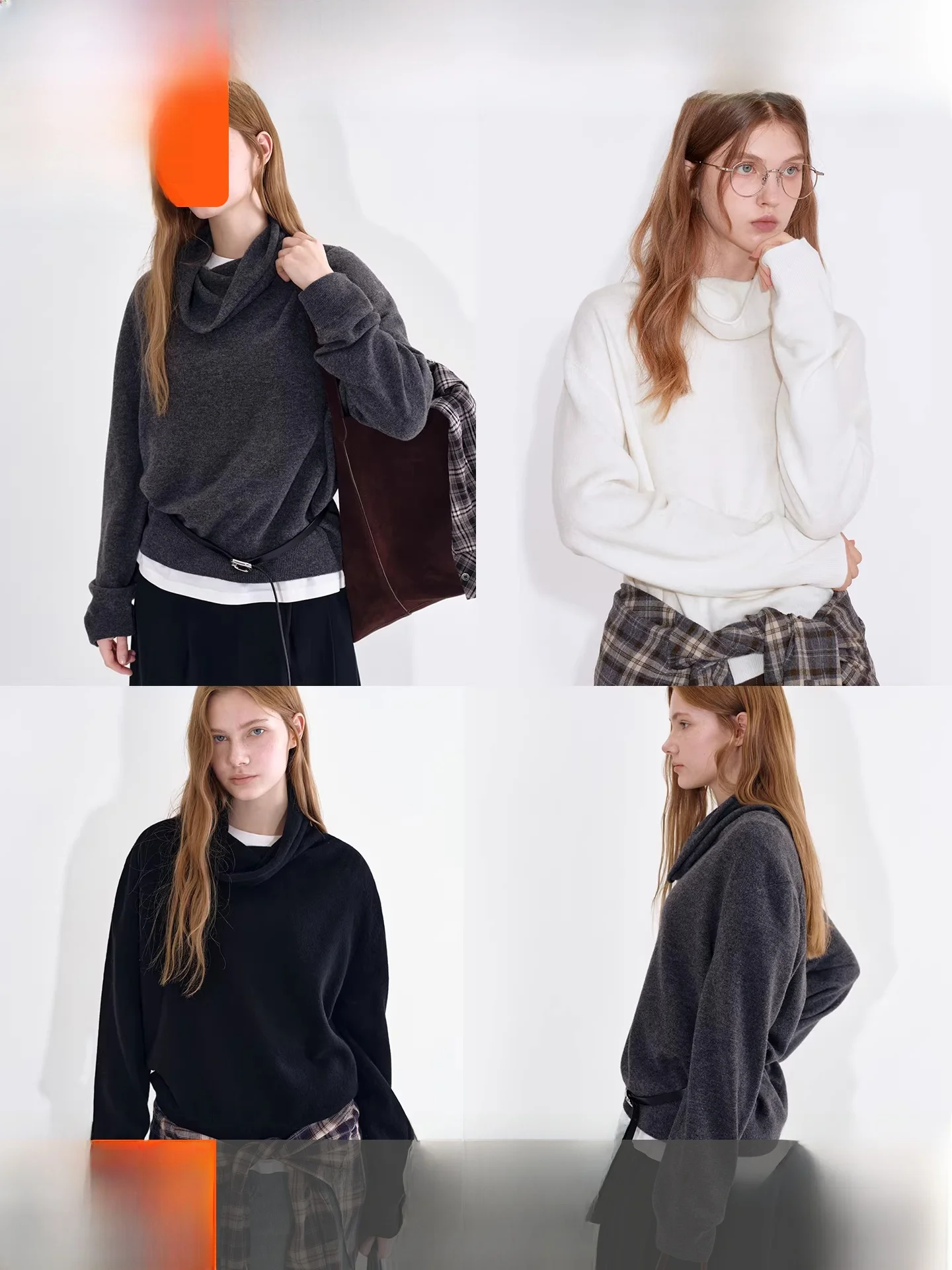 

Fano Camere Knitted Sweater Women's Overhead Spring 2026 High nce Faion Collar 00% Wool Comfortable Loose Fit