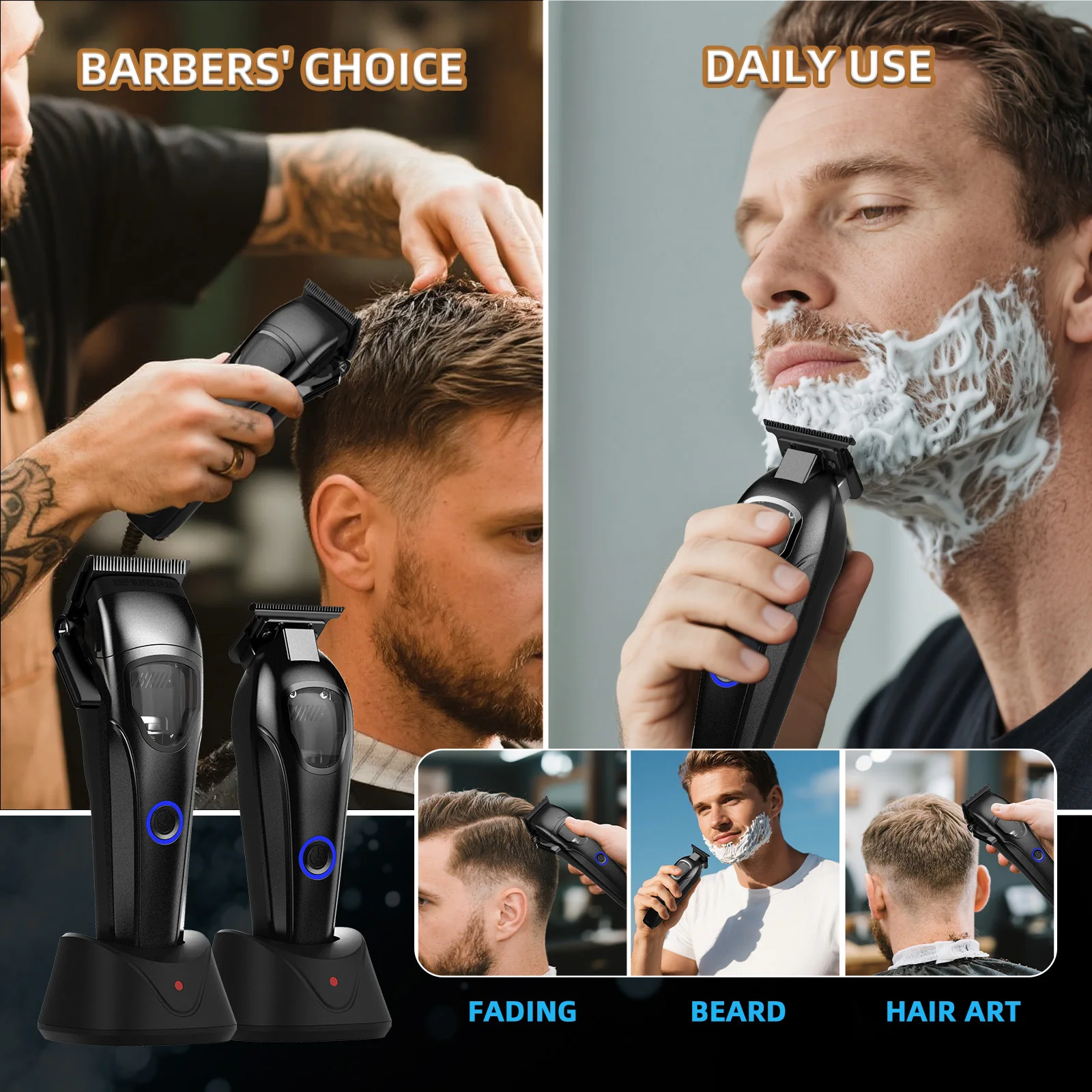 مقص الشعر 10000 دورة في الدقيقة عالية السرعة آلة قطع الشعر اللاسلكي T شفرة الشعر المتقلب للرجال الحلاق Rechargeab تصفيف الشعر أداة