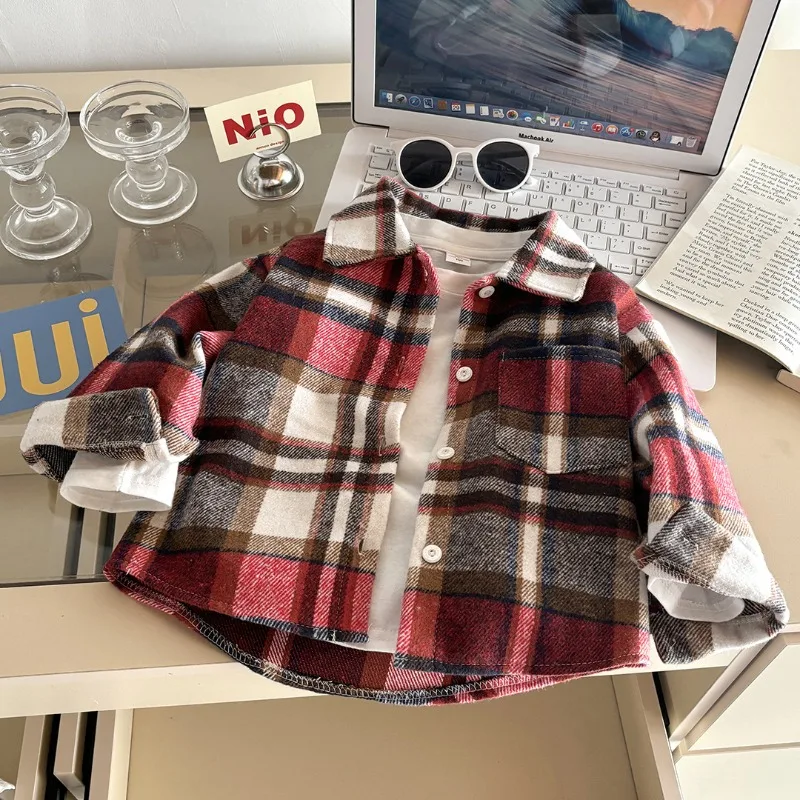 Kinder Jungen Hemd RAISE Herbst Kleinkind Baby Jungen Kariertes Langarm-Oberteil Retro Umlegekragen 2-10 Jahre Kinder Jungen T-Shirt Kleinkind Oberteil – Detail 3