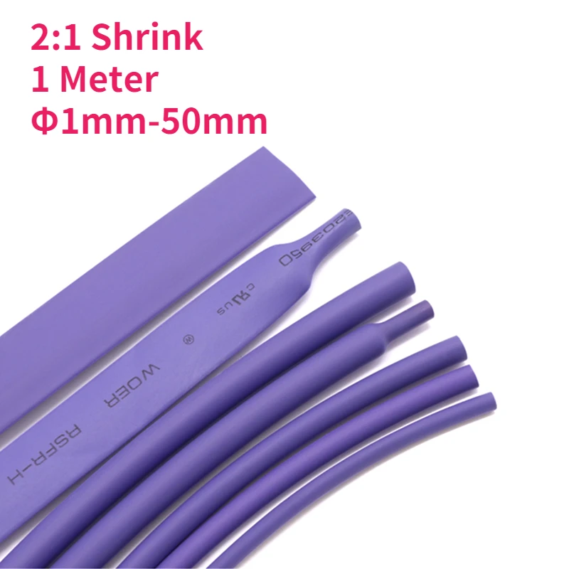 1 Meter Purple Heat Shrink Tube 2:1 Shrink Ratio Polyolefin Insulated Cable Sleeve Φ1mm-50mm