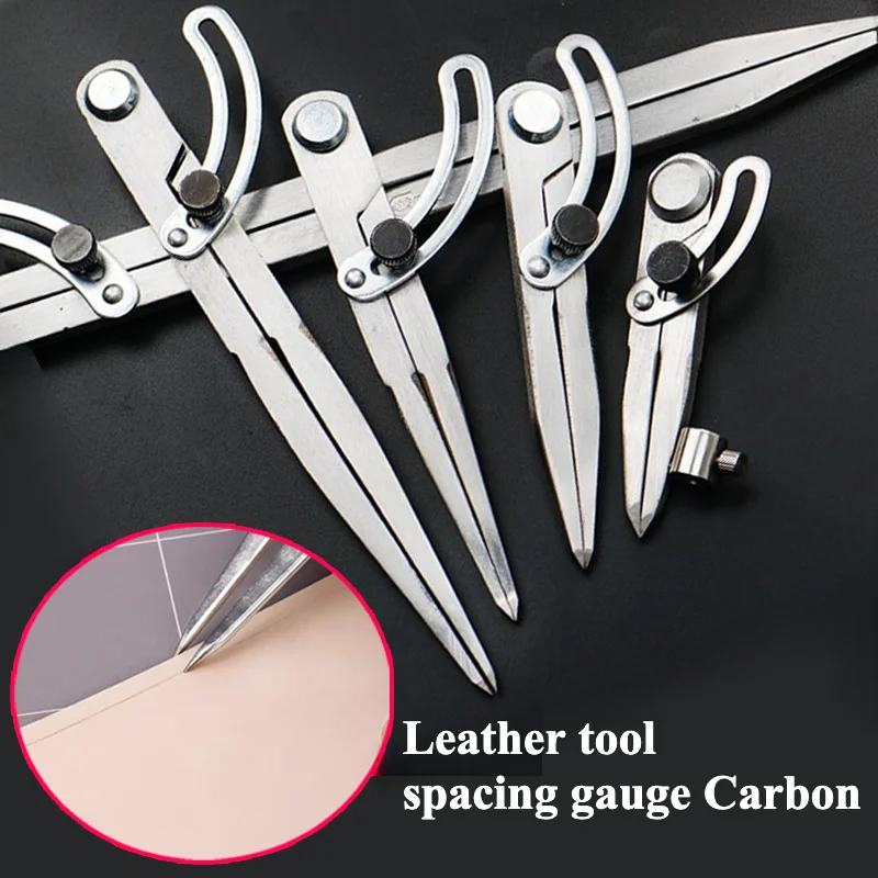 Leather Tool Pitch Gauge Carbon Steel Metal Adjustable Compassess Clamp DIY Leather Goods Draw Curvature Edge Line Positioner