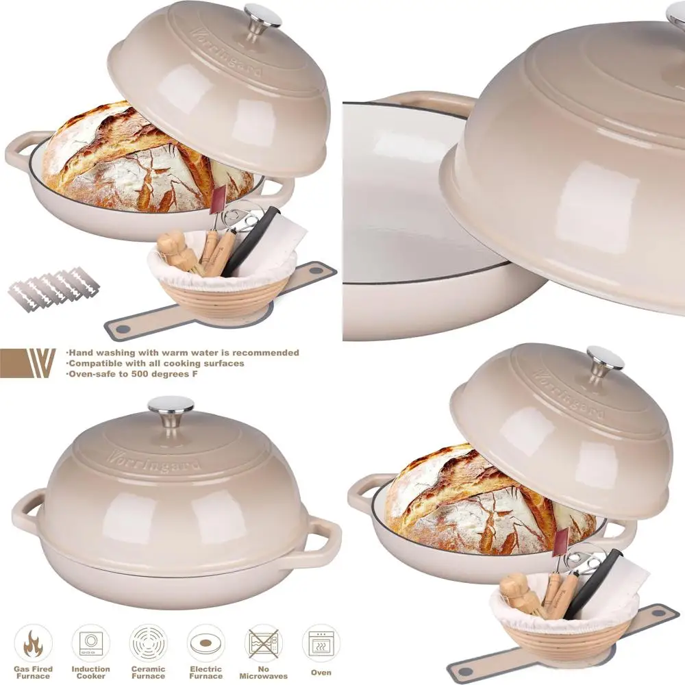 

6-литровая эмалированная чугунная голландская печь для латте с крышкой, идеально подходит для выпечки и расстойки хлеба на ударе