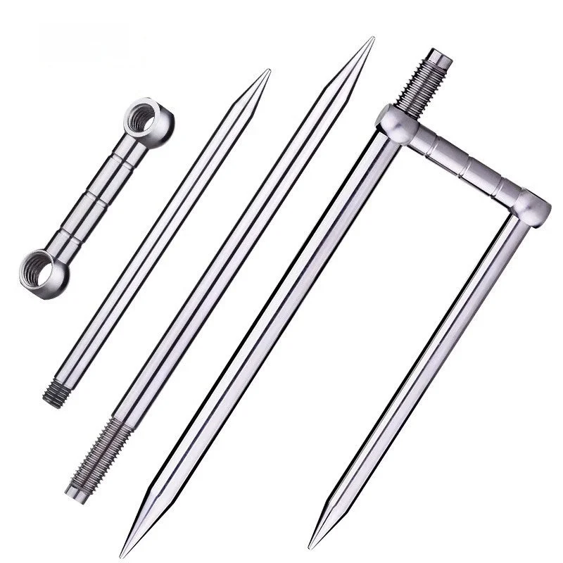 ステンレス鋼クイックリリース釣り傘用グランドステーク耐風フォークデザインアウトドアキャンプ旅行用品ユニバーサルデザイン