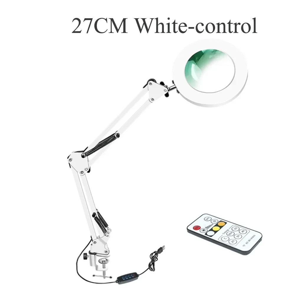 Vergrößerungsglas mit 72 LEDs, 10-fache Vergrößerung, USB, 3 Farben LED-Beleuchtung, NEU für Lötkolben-Reparatur/Tischlampe/Hautpflege – Detail 21