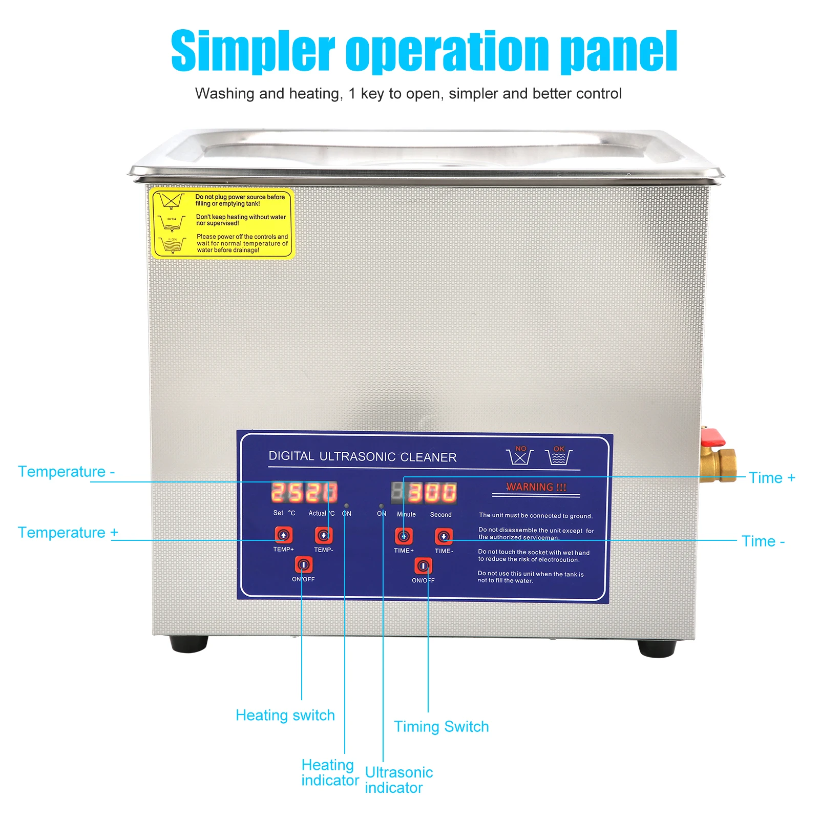10L  Stainless Steel  with Timer Heater 10L Industrial Equipment PS‑40A Ultrasonic Washer