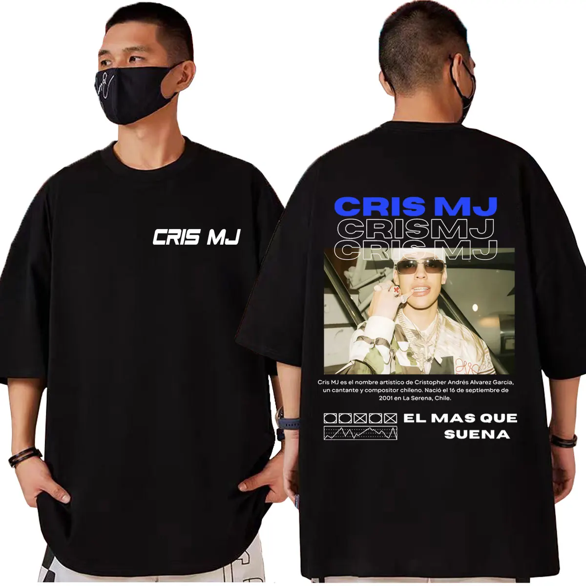

Singer Cris Mj Double Sided Print T-shirt Men Women Clothing Fashion Hip Hop T-shirts Summer Casual Loose Short Sleeve T Shirt