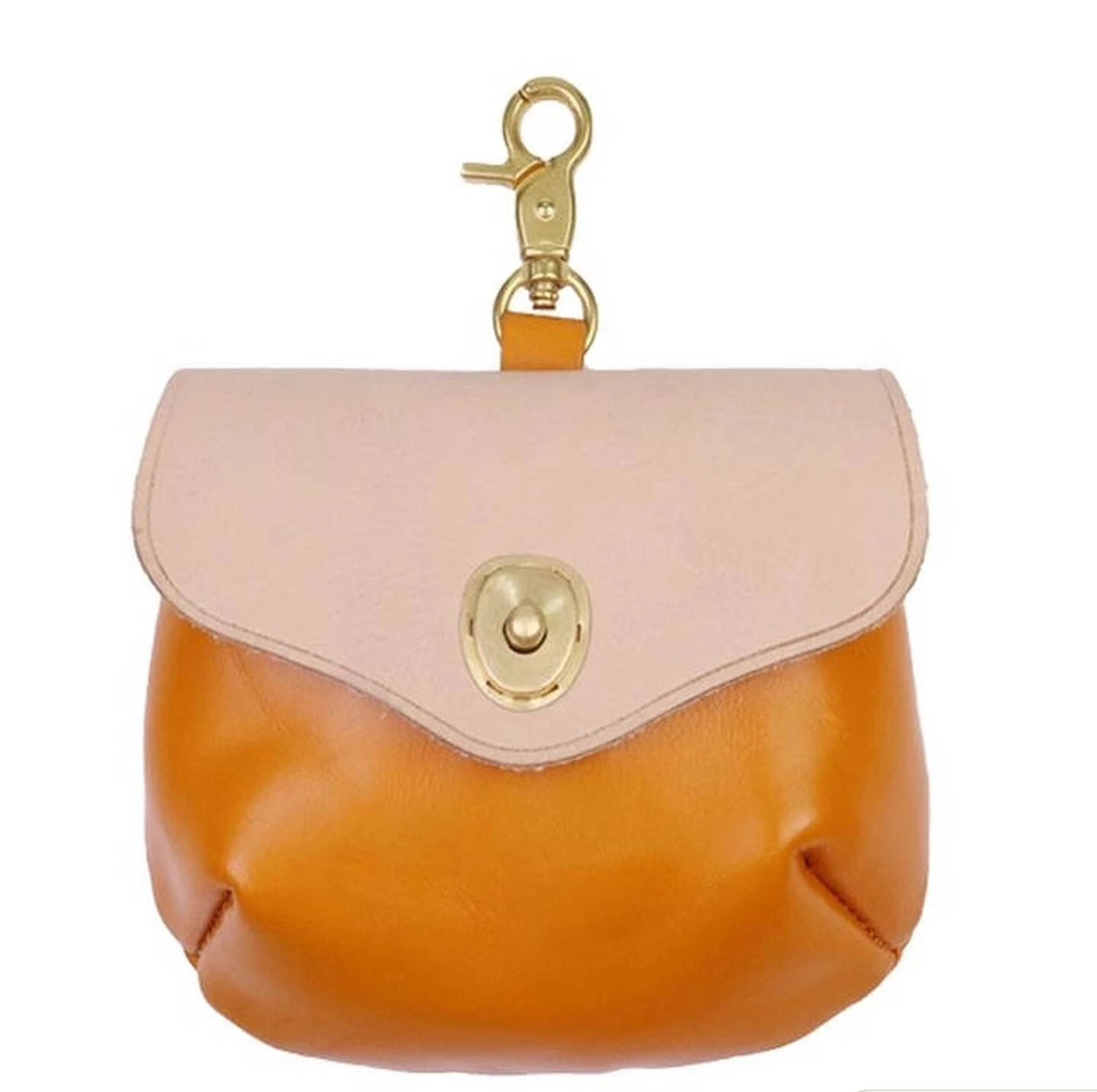 Handmade top-grain cowhide leather key pouch, multifunctional keychain, waist-hanging small bag, earphone pouch