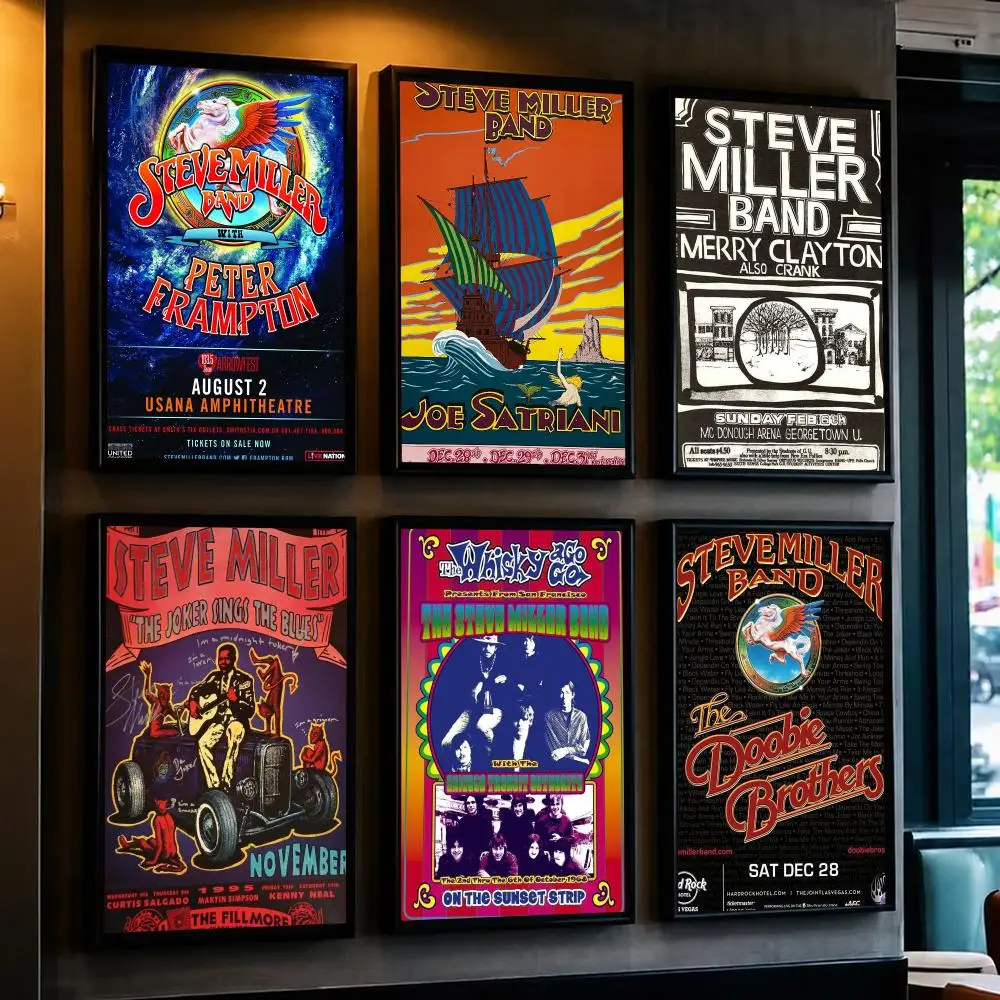 band S-Steve Miller Band-D Poster Minimalist Wall Sticker for Cafe Office Bar Home Decor and Gift