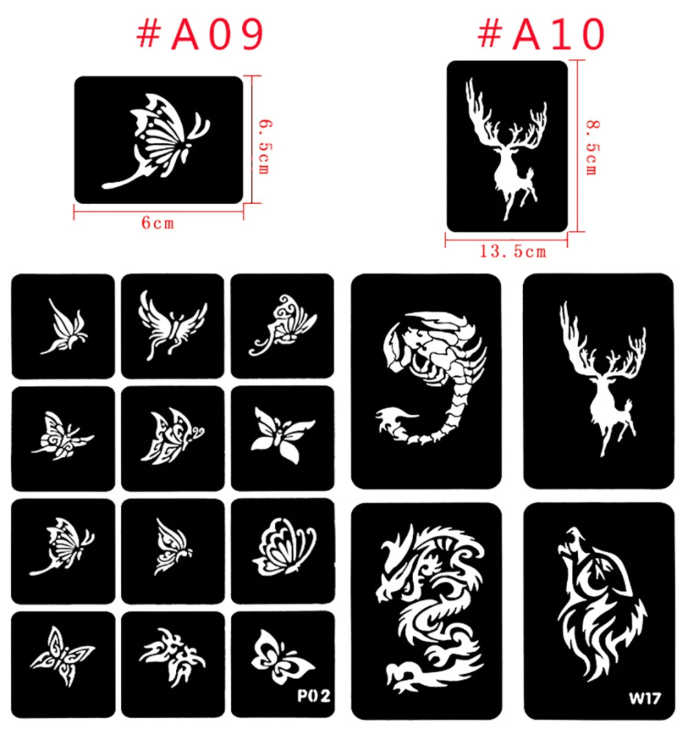 635 teile/los Wiederverwendbare Aufkleber Tattoo Schablonen Ordner Malerei Vorlage Airbrush Glitter Henna Tattoo Schablone Set Album Festen Stil – Detail 7
