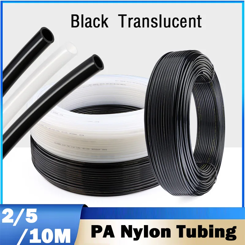 2/510M Black/Translucent PA6 Nylon Tube Hose ID2.5/4/6/8/9/10/12mm Air Tubing Component Pneumatic Rigid Polyamide for Compressor
