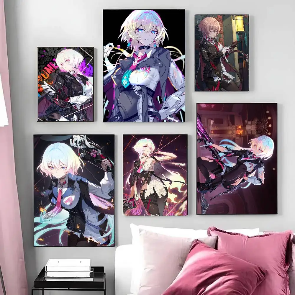 Lantern Animated Game H-Honkai Impact 3rd Poster Art Sticky Wall Waterproof Home Living Room Bedroom Bar Aesthetic Decoration