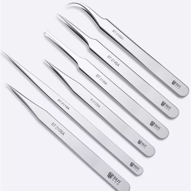 BST Ultra Fine Tweezers for Mobile Phone Maintenance High Precision Anti-Static Stainless Steel Flying Wire Repair Hand Tools