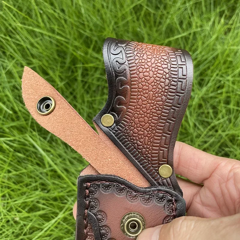 Leather Sheath Belt Knife Sheath with Waist Belt Buckle Pocket Tool Knife Protective Cover for Men's Gifts (Knife Not Included)