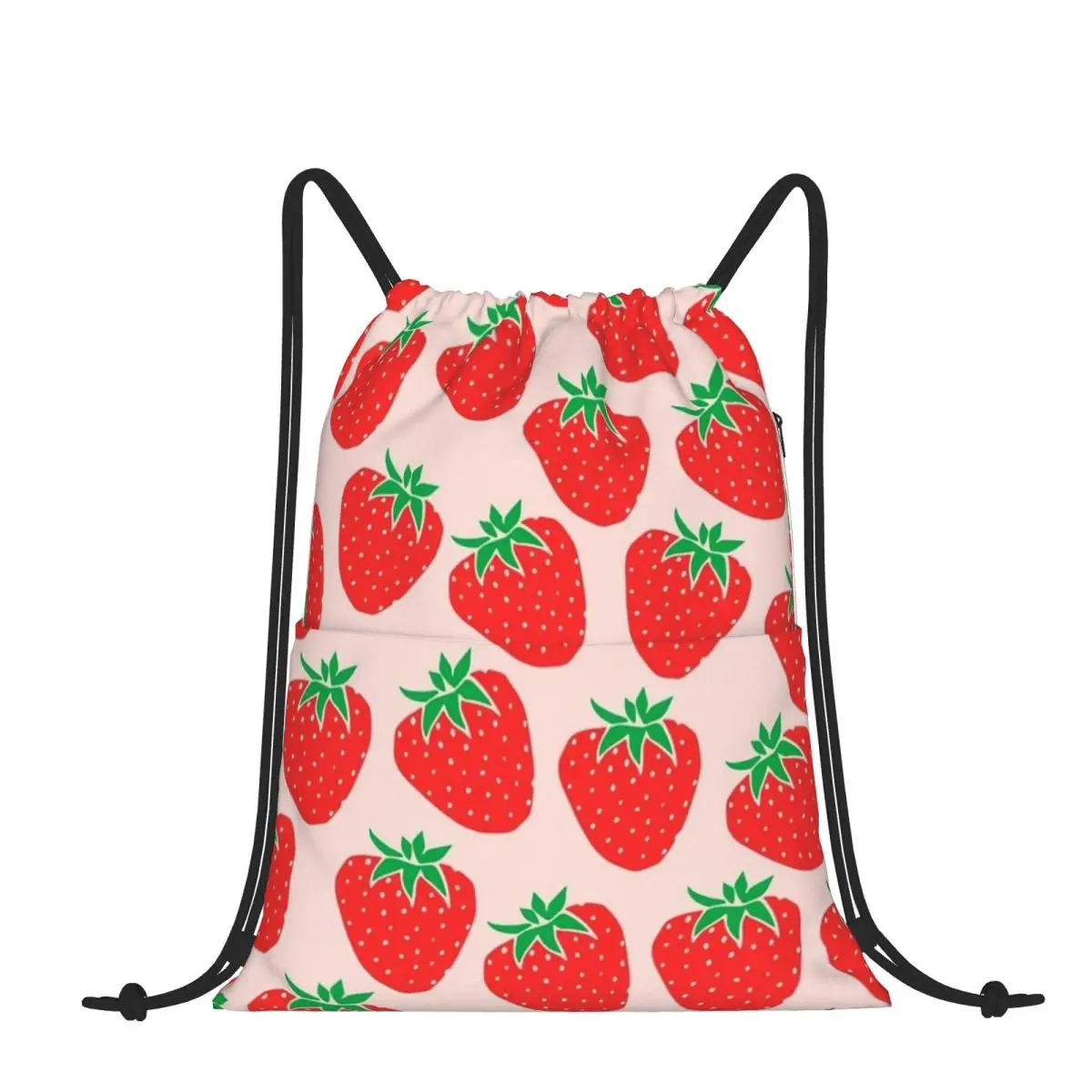 

Drawstring Backpack Cute Strawberry Shoulder Bag Zipper Pocket Sports & Travel Hikes Portables Bag