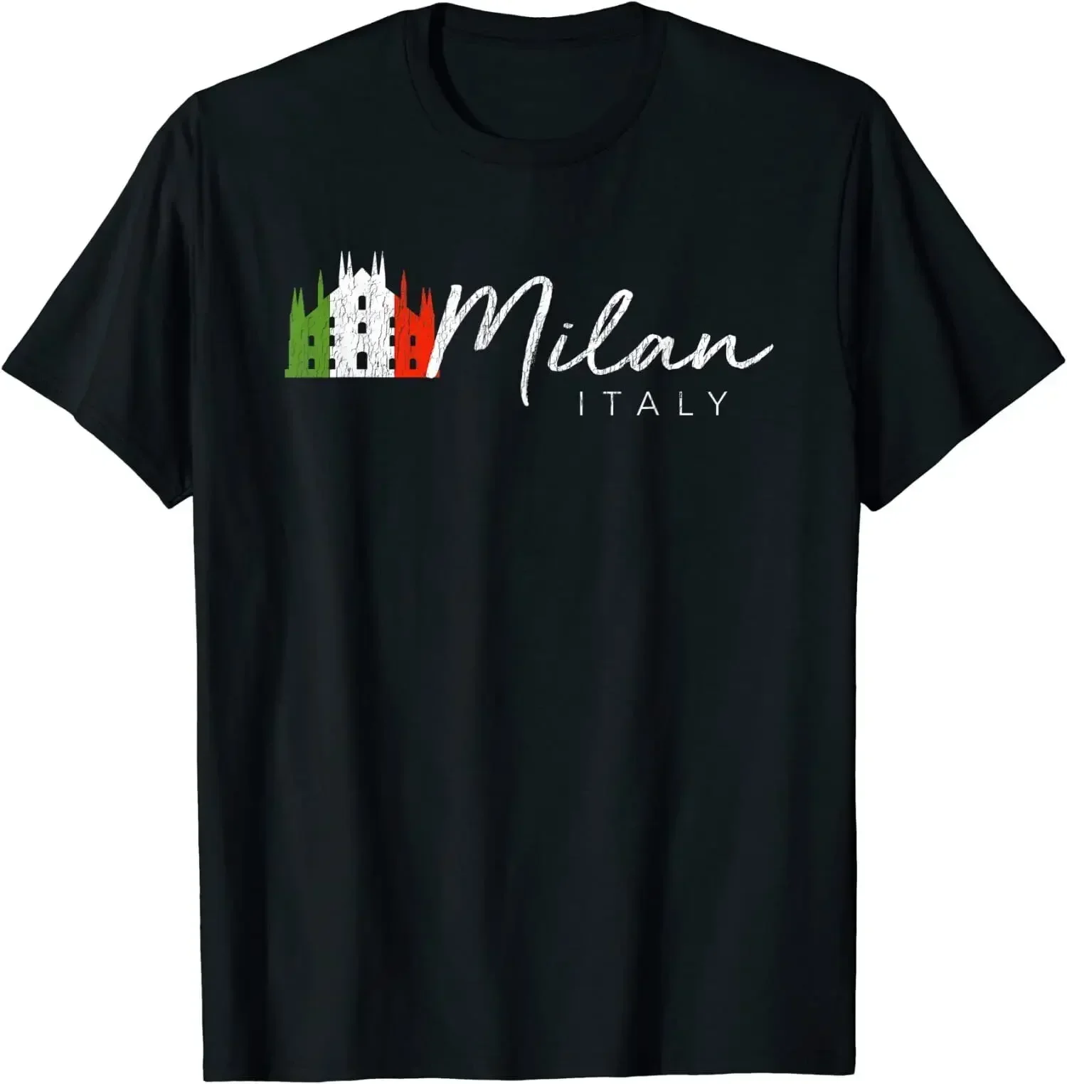 Milan Italy Italian Culture Tourist O-Neck Cotton T Shirt Men Casual Short Sleeve Tees Tops Harajuku Streetwear