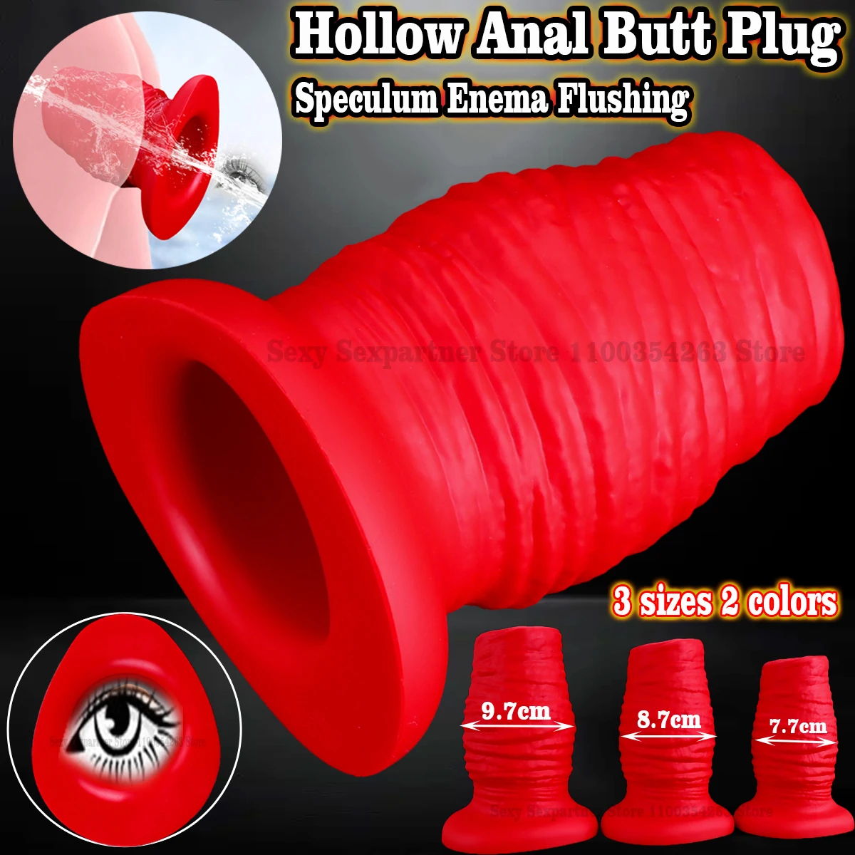 9.8cm Huge Hollow Anal Plug Big Fisting Ass Butt Plug Massage Anal Dilation Dildo Vagina  Anus Speculum Enema Flushing Sex Toys